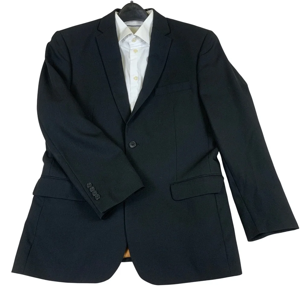 Jos. A. Bank Joseph Metropolitan Blazer 40R Black 100% Wool Slim Fit Suit Jacket